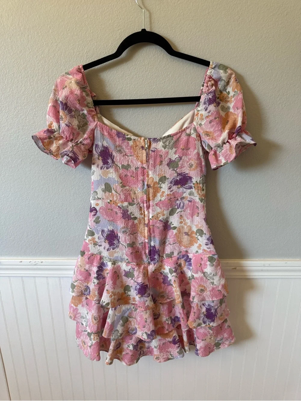 City Studio Pastel Floral Puff Sleeve Mini Dress Size 1